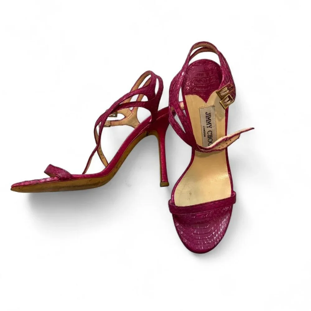 Magenta Jimmy Choo Snakeskin Heels in excellent condition - Picture 3 of 5